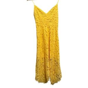 Lulu's Sunny Yellow Lace Dress lined XS shark bite hem